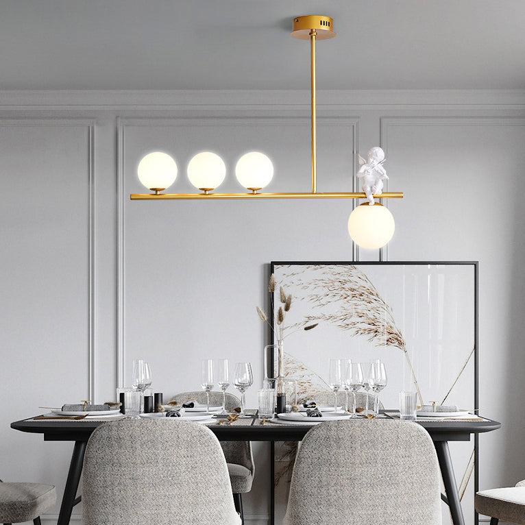 Scandinavian Glass Resin Metal Linear Angel Chandelier