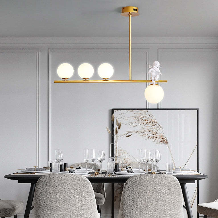 Scandinavian Glass Resin Metal Linear Angel Chandelier