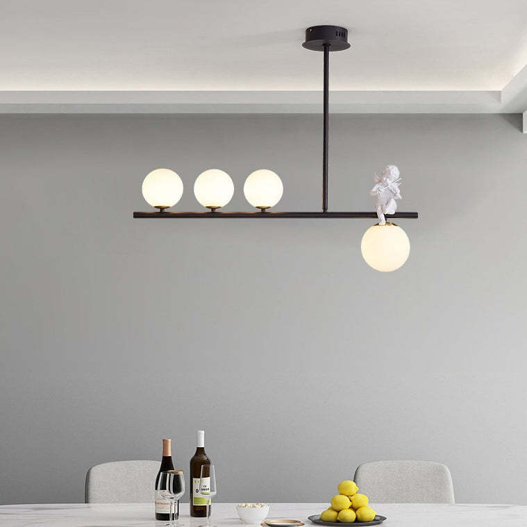 Scandinavian Glass Resin Metal Linear Angel Chandelier