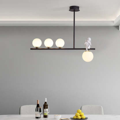 Scandinavian Glass Resin Metal Linear Angel Chandelier