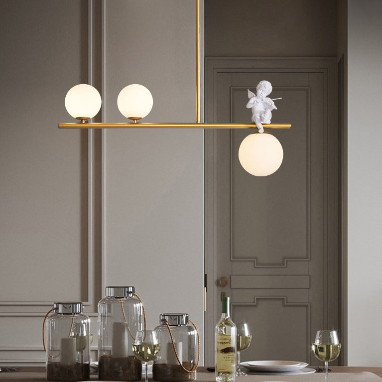 Scandinavian Glass Resin Metal Linear Angel Chandelier