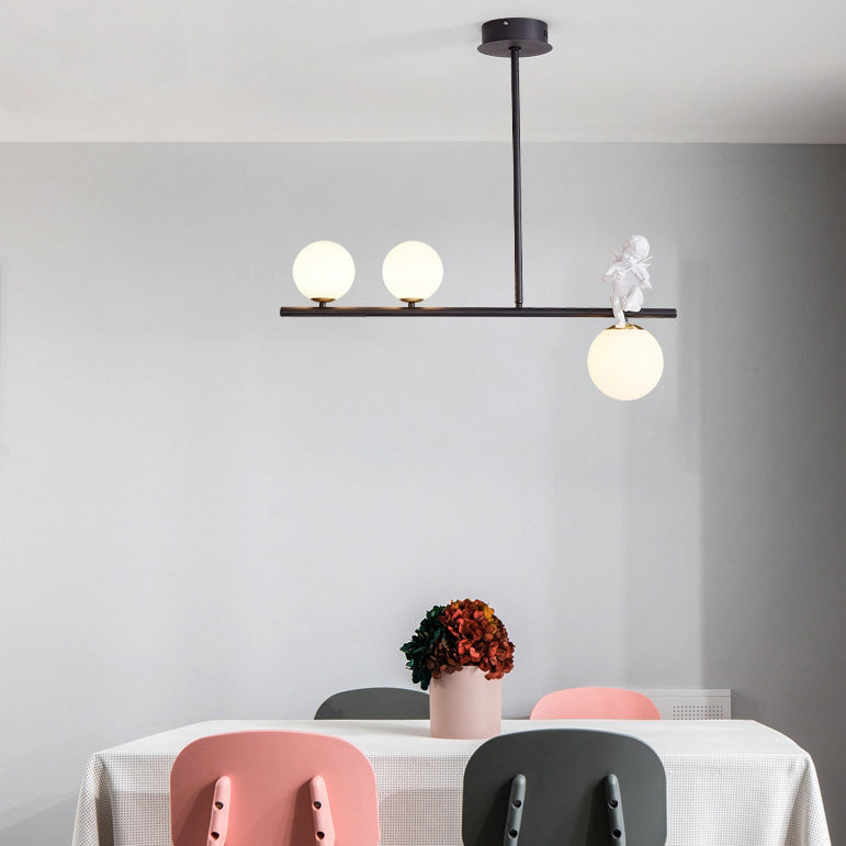 Scandinavian Glass Resin Metal Linear Angel Chandelier