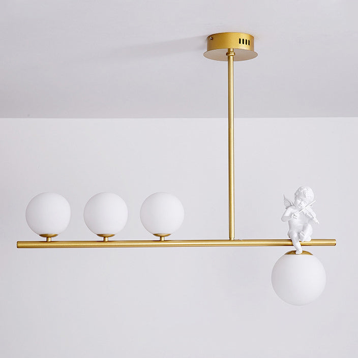 Scandinavian Glass Resin Metal Linear Angel Chandelier