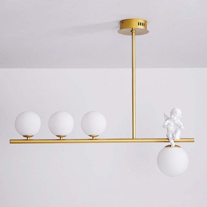 Scandinavian Glass Resin Metal Linear Angel Chandelier