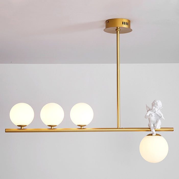 Scandinavian Glass Resin Metal Linear Angel Chandelier