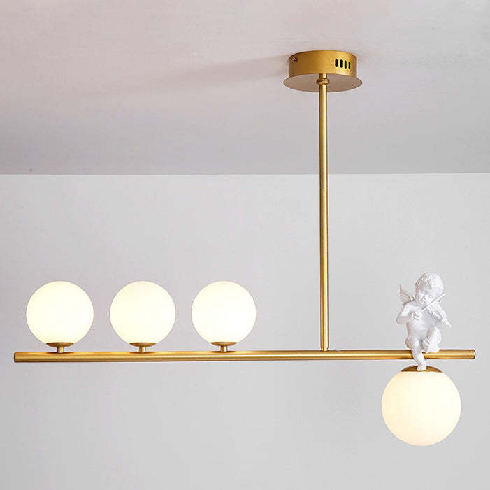 Scandinavian Glass Resin Metal Linear Angel Chandelier