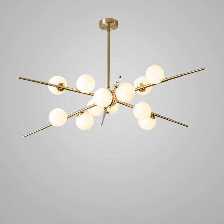 Scandinavian Glass Metal Branch Globe Chandelier