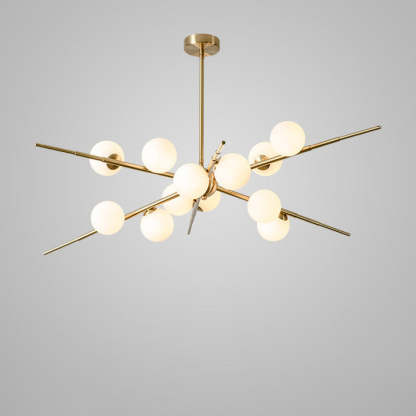 Scandinavian Glass Metal Branch Globe Chandelier