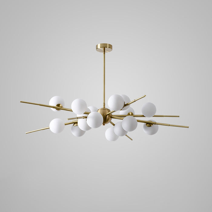 Scandinavian Glass Metal Branch Globe Chandelier