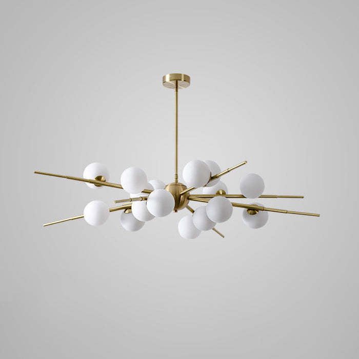 Scandinavian Glass Metal Branch Globe Chandelier