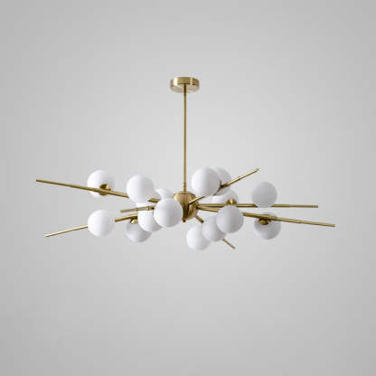 Scandinavian Glass Metal Branch Globe Chandelier
