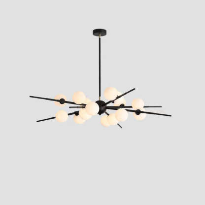 Scandinavian Glass Metal Branch Globe Chandelier