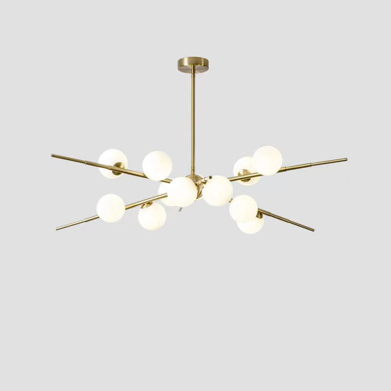Scandinavian Glass Metal Branch Globe Chandelier