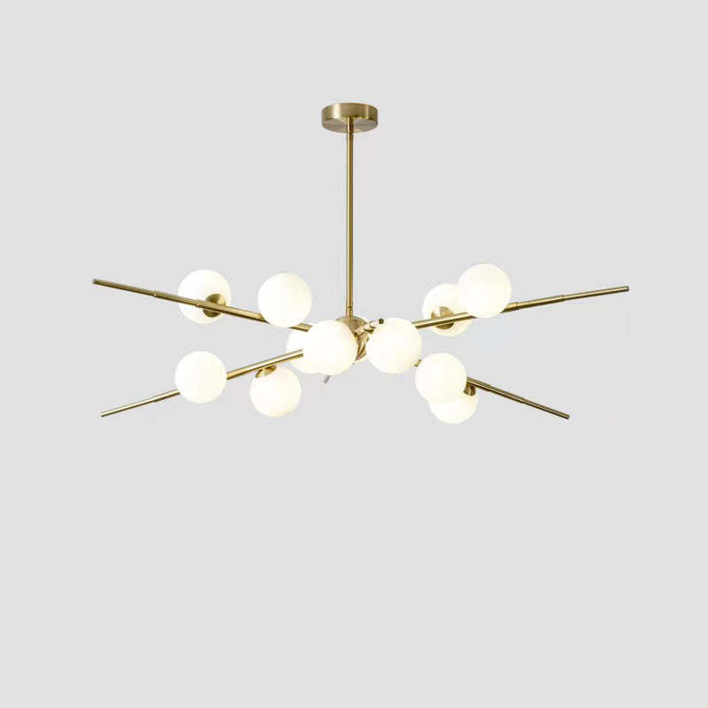 Scandinavian Glass Metal Branch Globe Chandelier