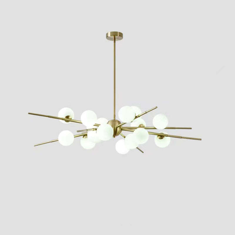 Scandinavian Glass Metal Branch Globe Chandelier