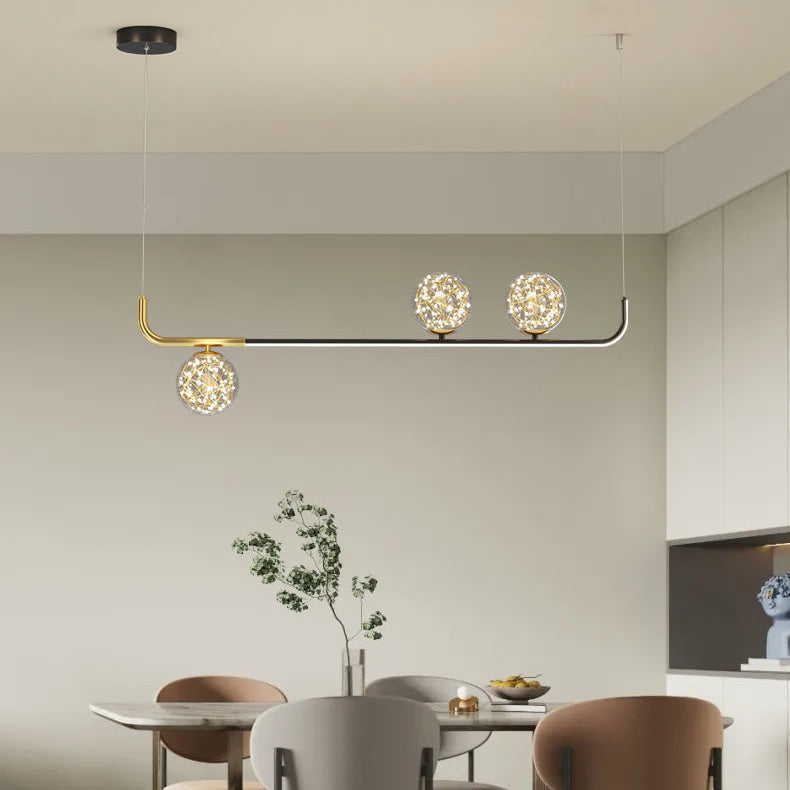 Acrylic Silicone Iron Spherical Curved LED Island Chandelier