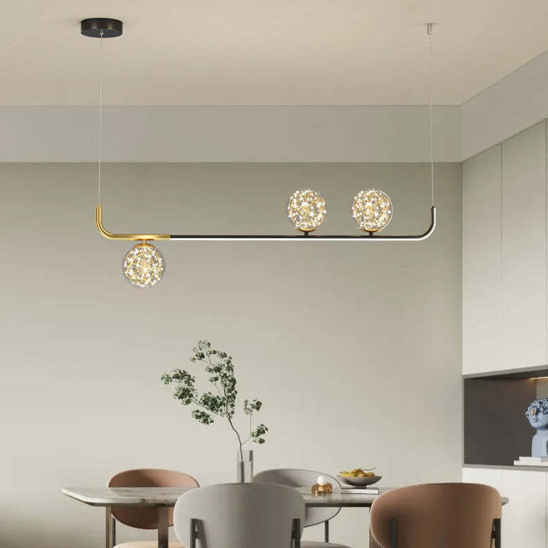 Acrylic Silicone Iron Spherical Curved LED Island Chandelier