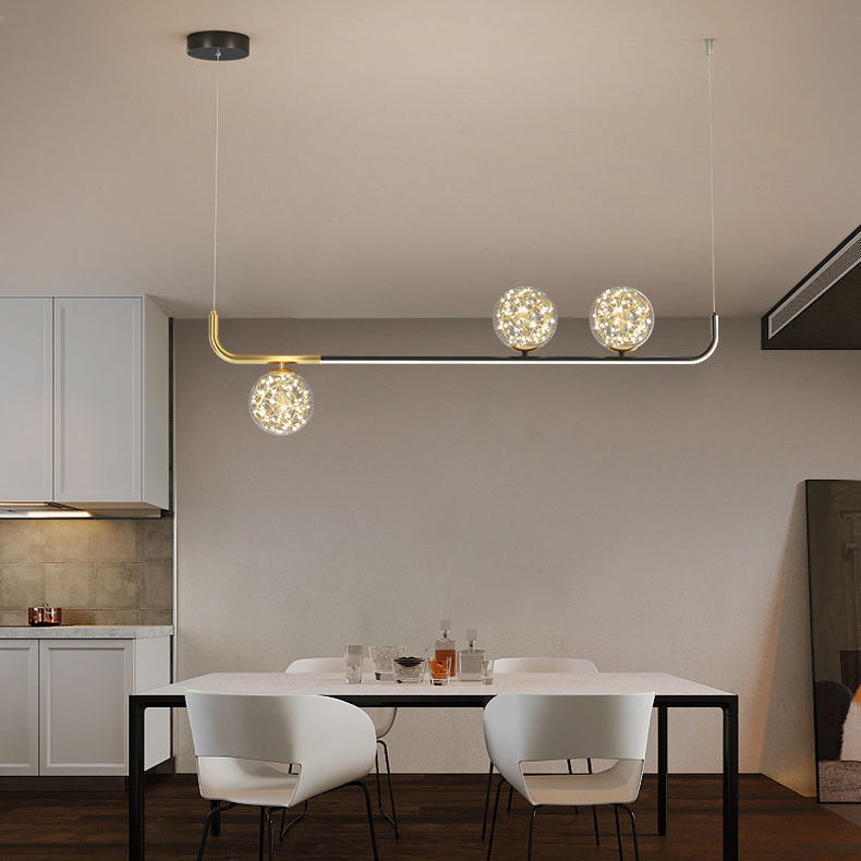 Acrylic Silicone Iron Spherical Curved LED Island Chandelier