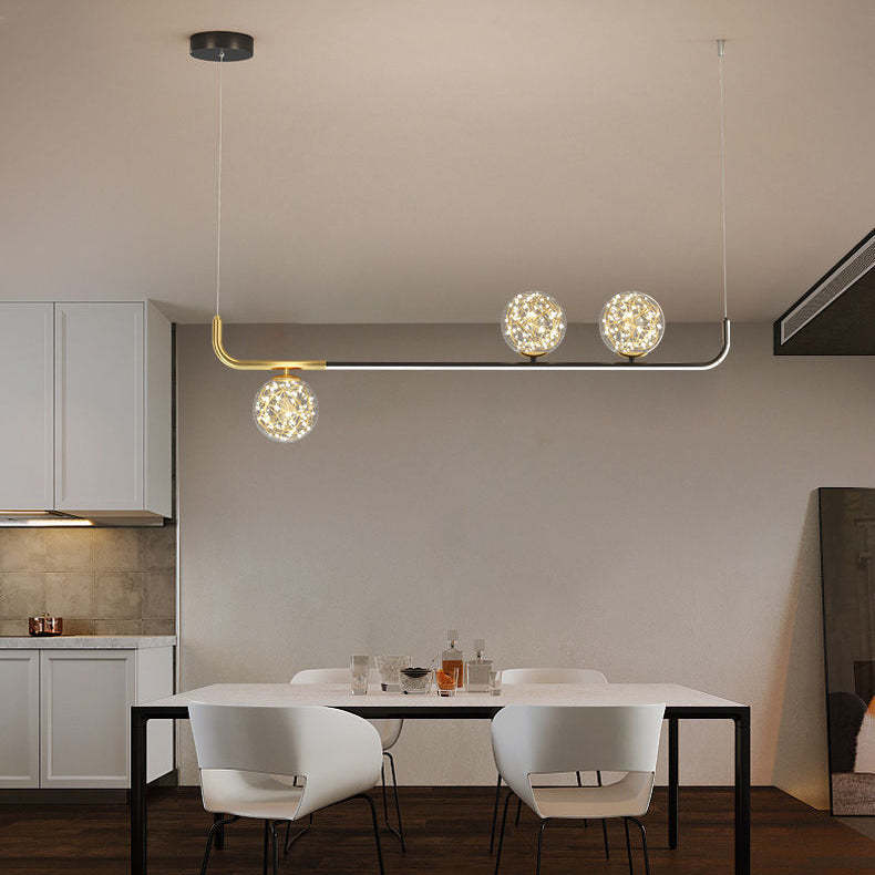 Acrylic Silicone Iron Spherical Curved LED Island Chandelier