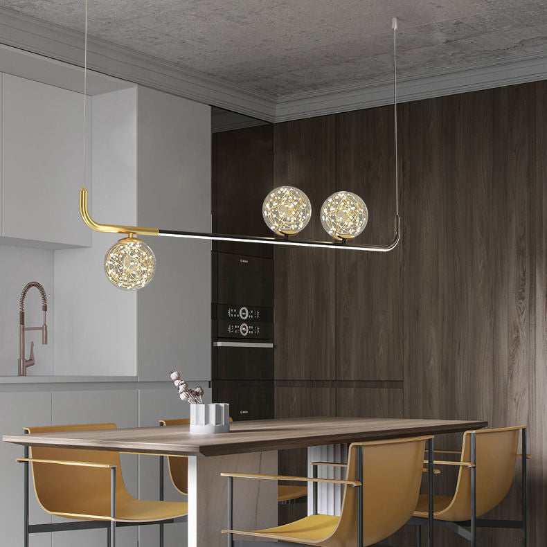 Acrylic Silicone Iron Spherical Curved LED Island Chandelier