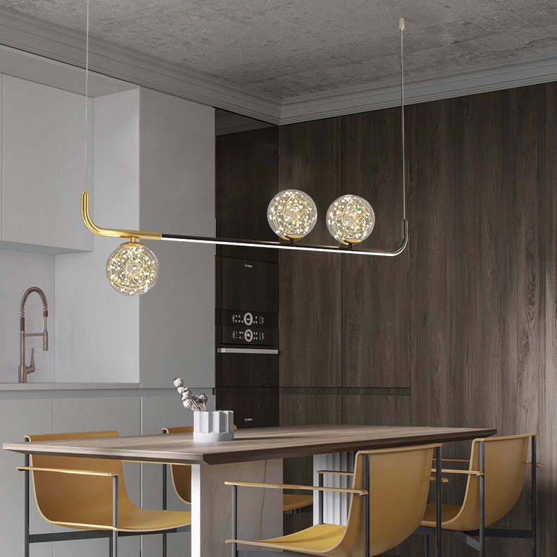 Acrylic Silicone Iron Spherical Curved LED Island Chandelier