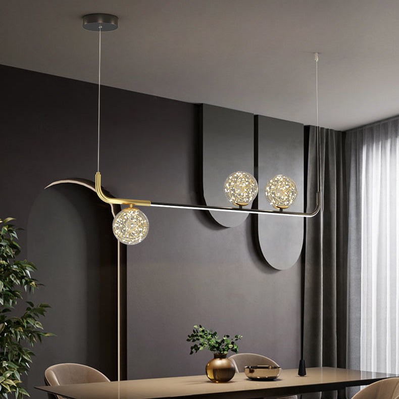 Acrylic Silicone Iron Spherical Curved LED Island Chandelier