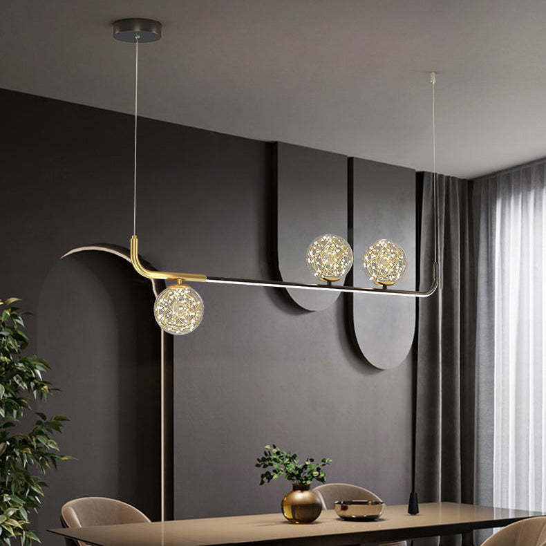 Acrylic Silicone Iron Spherical Curved LED Island Chandelier