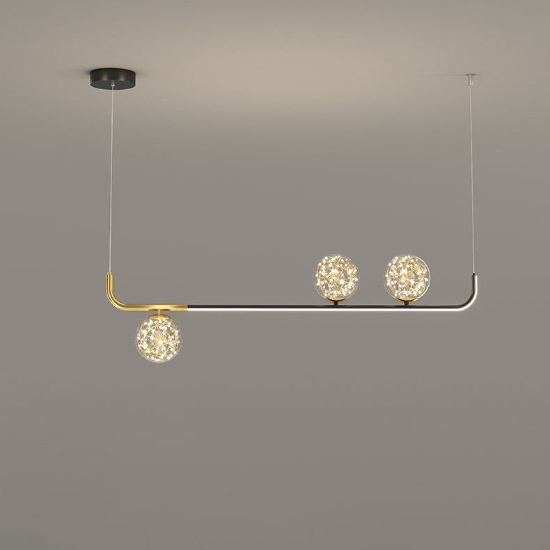 Acrylic Silicone Iron Spherical Curved LED Island Chandelier