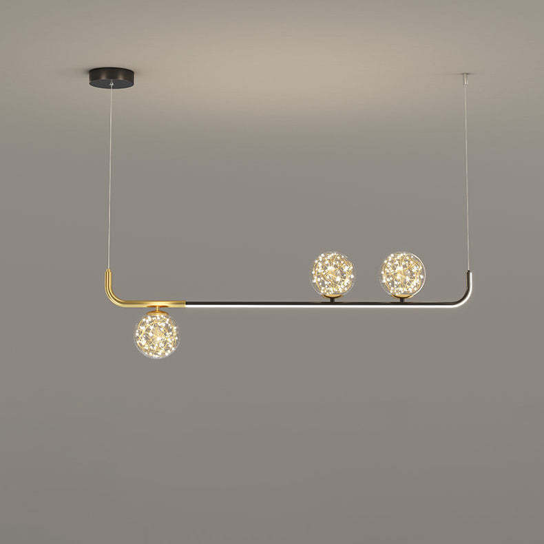 Acrylic Silicone Iron Spherical Curved LED Island Chandelier