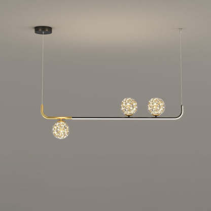 Acrylic Silicone Iron Spherical Curved LED Island Chandelier
