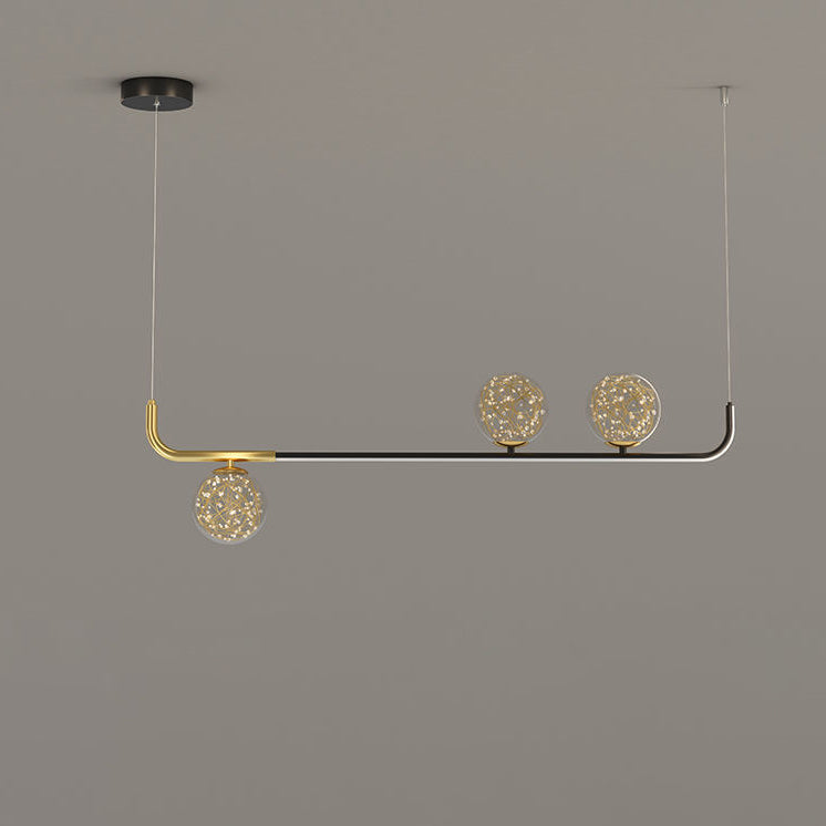 Acrylic Silicone Iron Spherical Curved LED Island Chandelier