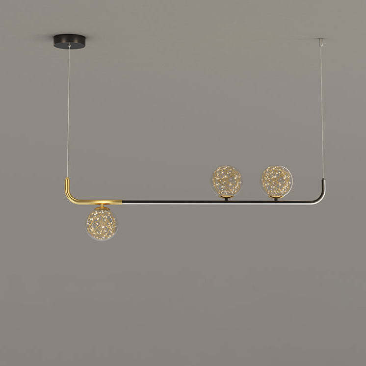 Acrylic Silicone Iron Spherical Curved LED Island Chandelier