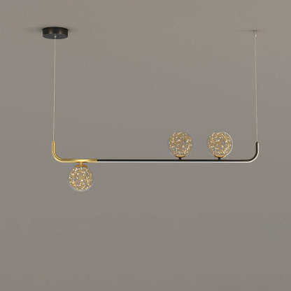 Acrylic Silicone Iron Spherical Curved LED Island Chandelier