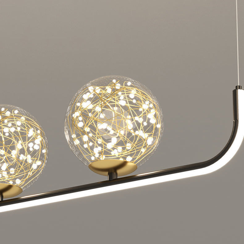 Acrylic Silicone Iron Spherical Curved LED Island Chandelier