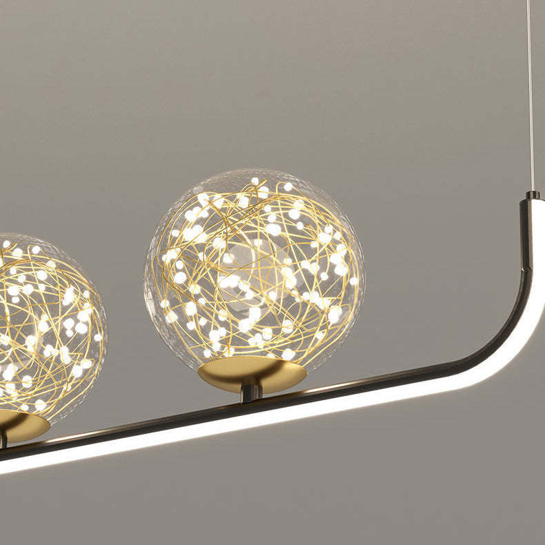 Acrylic Silicone Iron Spherical Curved LED Island Chandelier