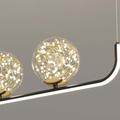 Acrylic Silicone Iron Spherical Curved LED Island Chandelier