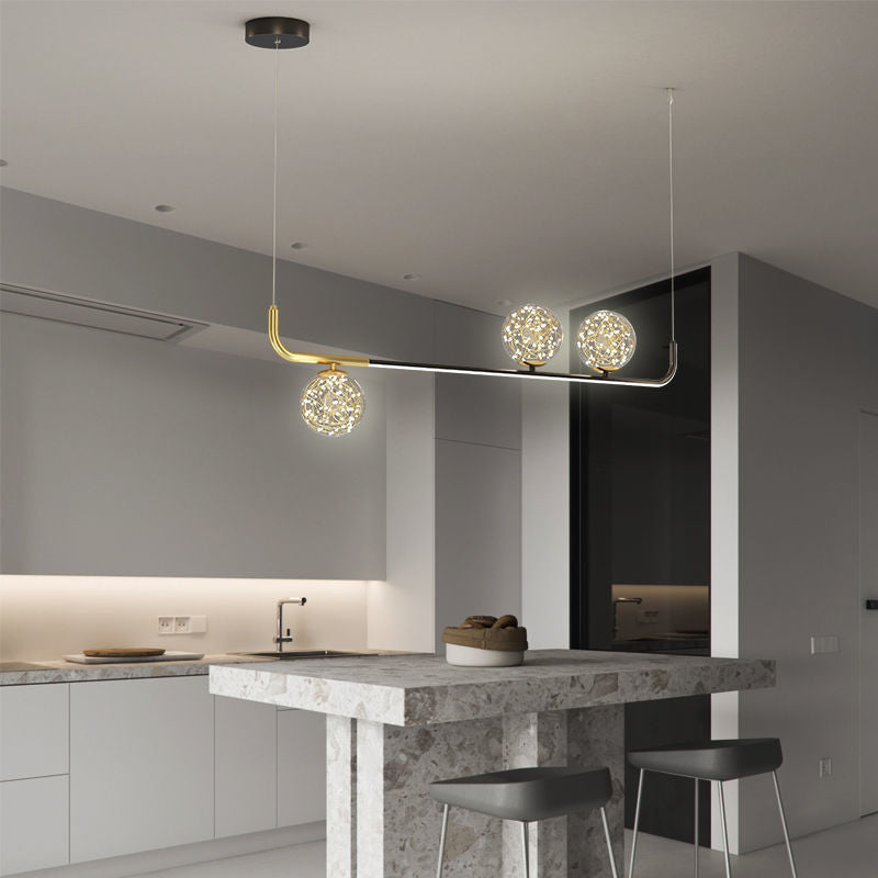 Acrylic Silicone Iron Spherical Curved LED Island Chandelier