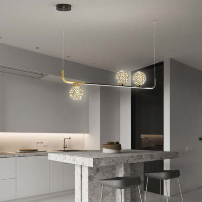 Acrylic Silicone Iron Spherical Curved LED Island Chandelier