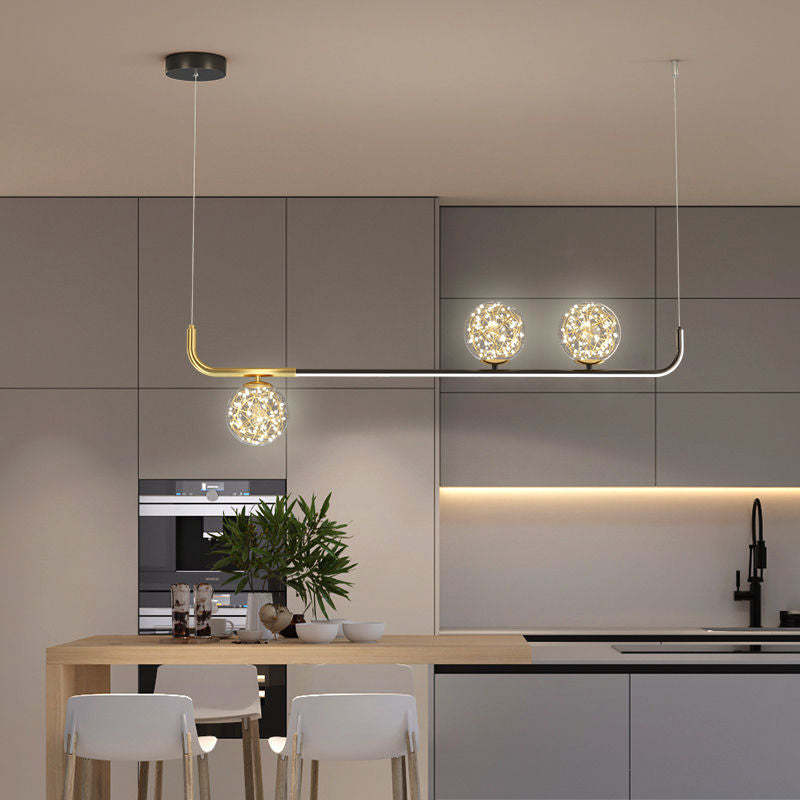 Acrylic Silicone Iron Spherical Curved LED Island Chandelier