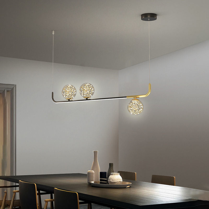 Acrylic Silicone Iron Spherical Curved LED Island Chandelier