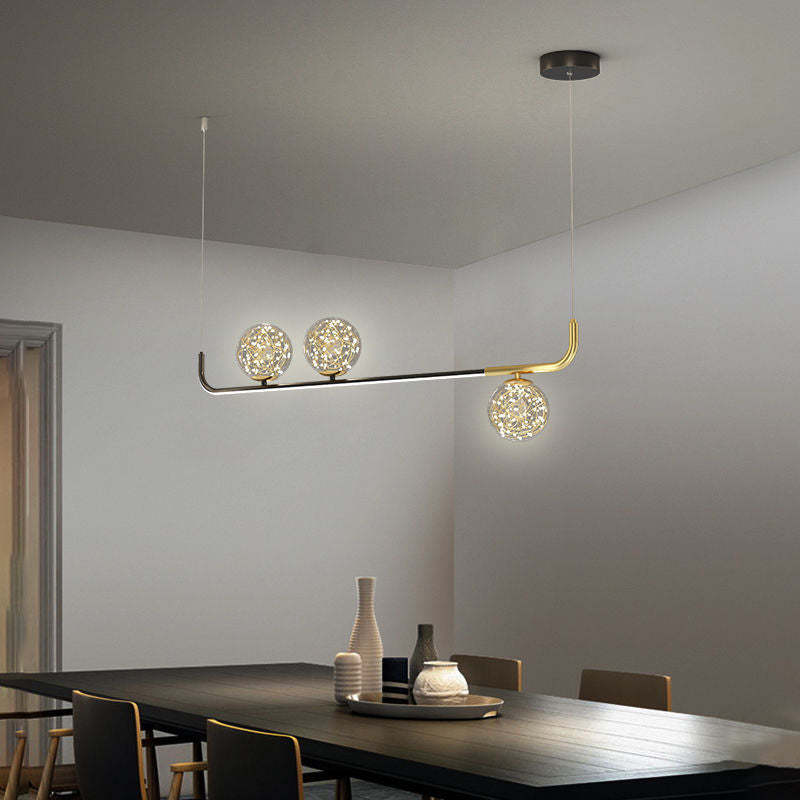 Acrylic Silicone Iron Spherical Curved LED Island Chandelier