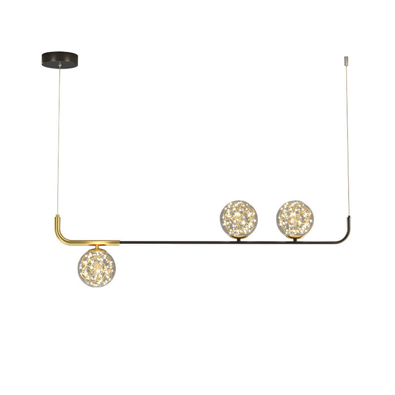 Acrylic Silicone Iron Spherical Curved LED Island Chandelier