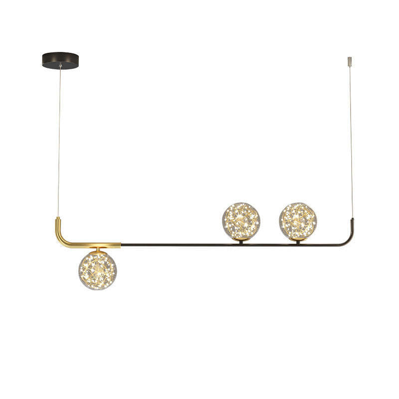 Acrylic Silicone Iron Spherical Curved LED Island Chandelier