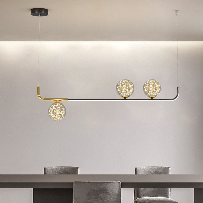 Acrylic Silicone Iron Spherical Curved LED Island Chandelier