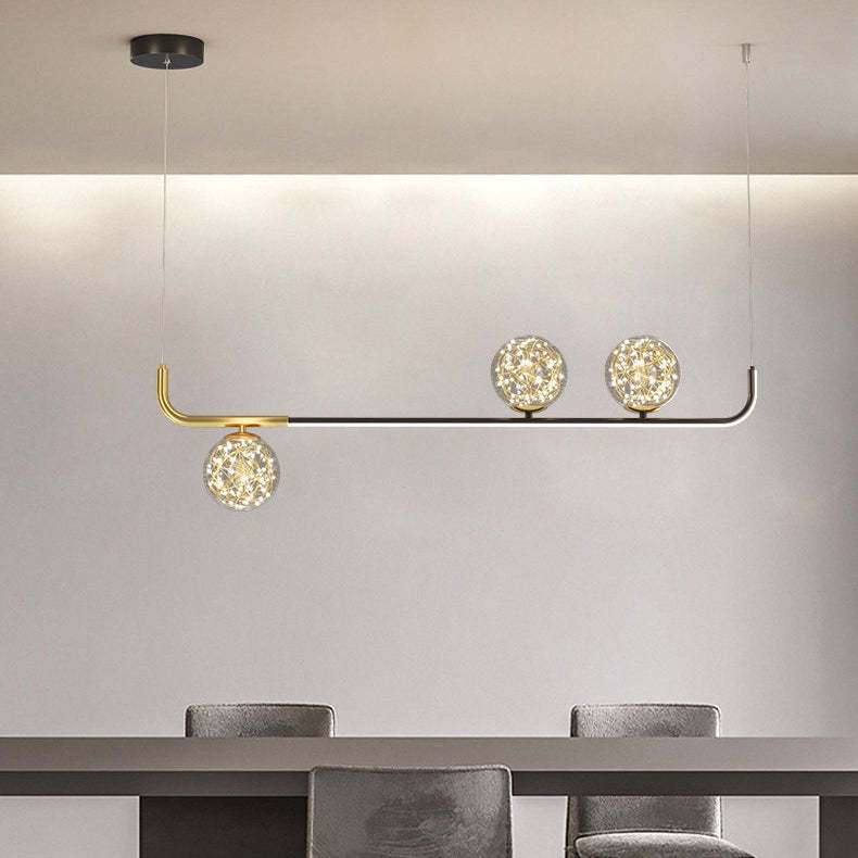 Acrylic Silicone Iron Spherical Curved LED Island Chandelier