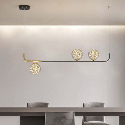 Acrylic Silicone Iron Spherical Curved LED Island Chandelier