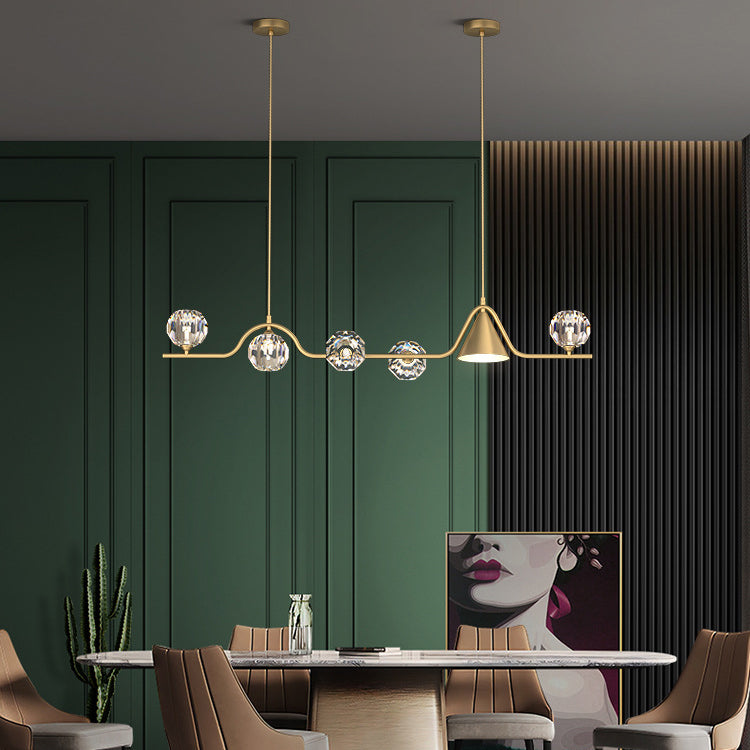 Scandinavian Conical Linear Island Chandelier