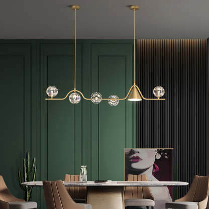 Scandinavian Conical Linear Island Chandelier