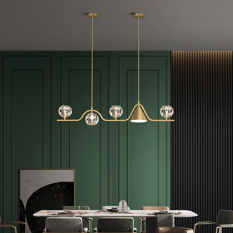 Scandinavian Conical Linear Island Chandelier