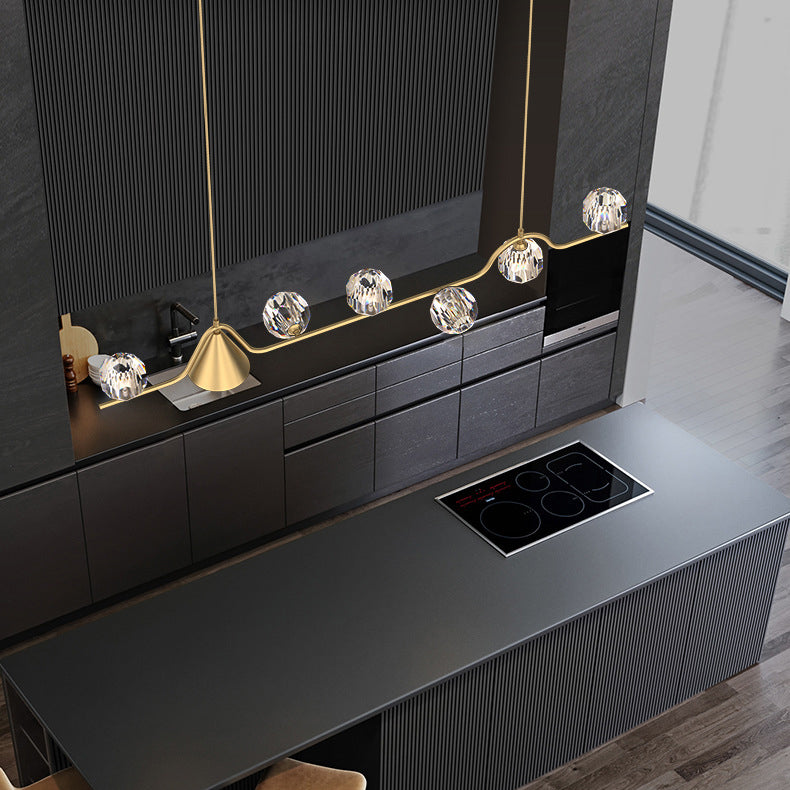 Scandinavian Conical Linear Island Chandelier